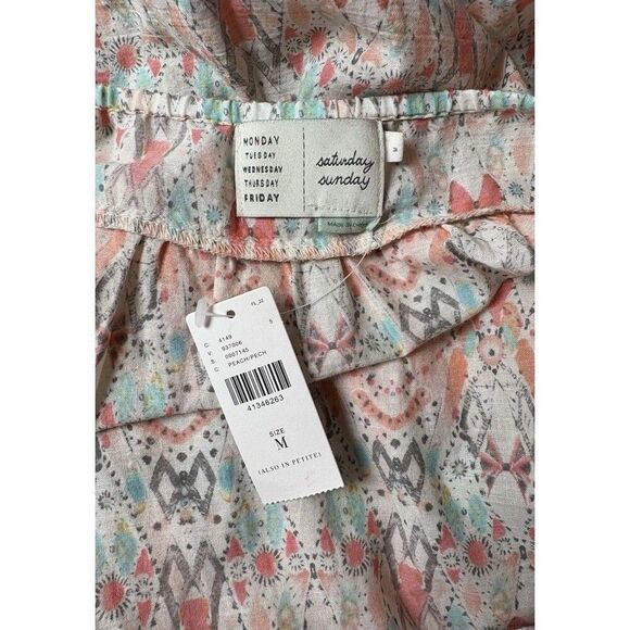 Anthropologie SATURDAY SUNDAY Cynthia Tiered Dress Women’s Size Medium Peach - Picture 5 of 10